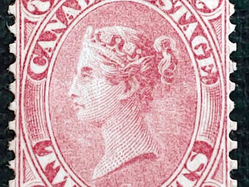 Canada #20i, v Fine Unused 1859/64 2c Claret Rose Dash Variety