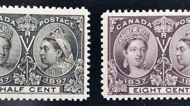 Canada #50, 56 VF Mint 1897 Jubilee duo