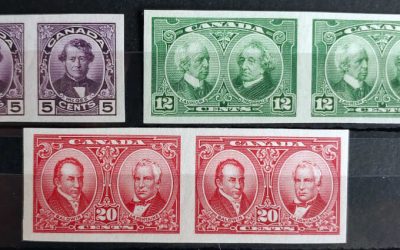 Canada #146a, 147a, 148a VFNH 1927 Imperf Pair Set (6)