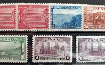 Canada #241-245i VF Mint long 1938 Set incl shades (7)