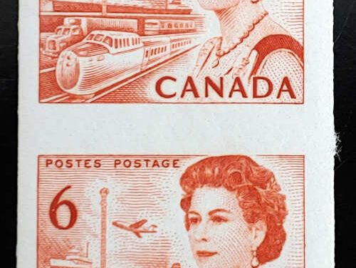 Canada #468Ac VFNH 1969 6c QEII Imperforate Coil Pair