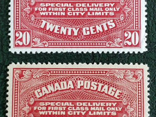 Canada #E2, E2a VF Mint 1922 20c Special Delivery duo