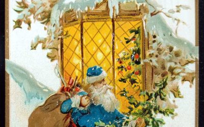 25 Dec 1909 1c embossed Santa Holly Post colour Vancouver Postcard