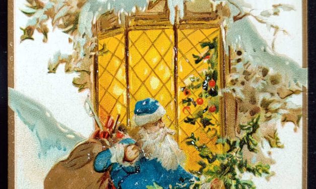25 Dec 1909 1c embossed Santa Holly Post colour Vancouver Postcard