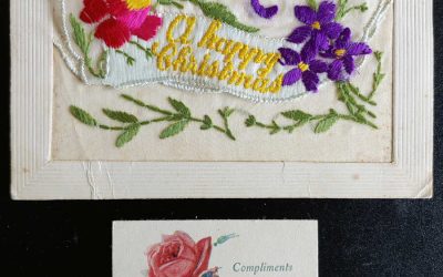 Happy Christmas unmailed 10 Dec 1916 embroidered Silk Postcard
