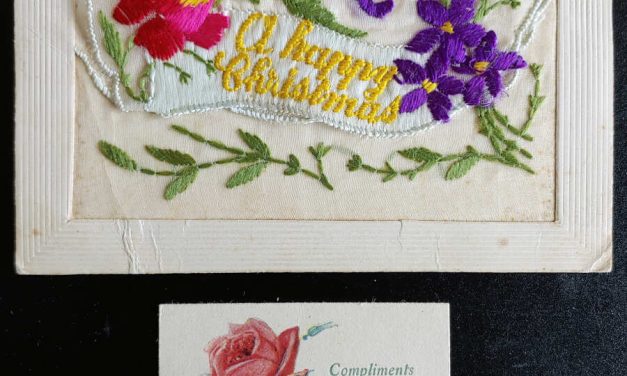 Happy Christmas unmailed 10 Dec 1916 embroidered Silk Postcard