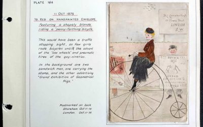 G.B. #33 11 Oct 1875 1d Red handpainted Bicycle Cover, ex Wellburn