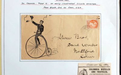 Canada #37 20 Mar 1883 3c SQ Bicycle cross border Cvr, ex Wellburn