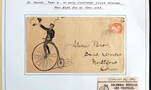 Canada #37 20 Mar 1883 3c SQ Bicycle cross border Cvr, ex Wellburn