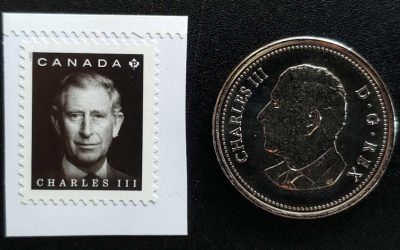 Canada VFNH 2023 Charles III P stamp and BU 2023 Charles III 50c Coin