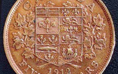 Canada XF 1912 George V Gold $5, .242oz AGW