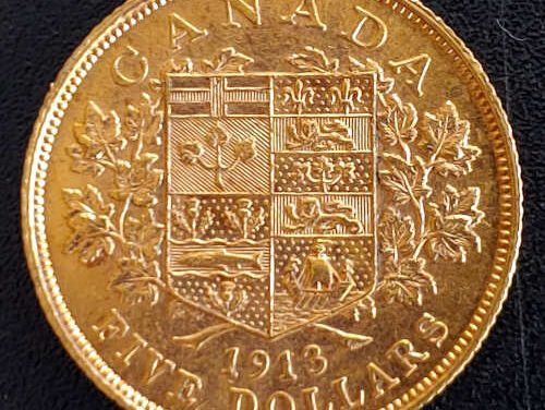 Canada Unc 1913 George V $5 Gold .242oz