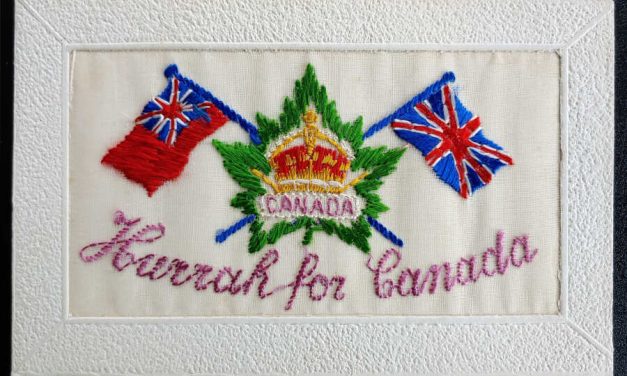 Hurrah for Canada unmailed French Silk Patriotic Postcard