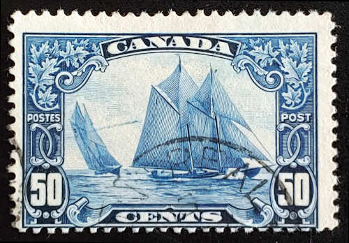 Canada #158iii Fine Used 1929 50c Man on the Mast Variety, thin