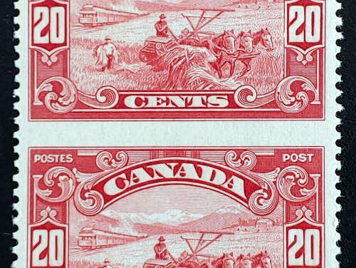 Canada #157c VF Mint 1929 20c Perf by Imperf Pair, 250 issued