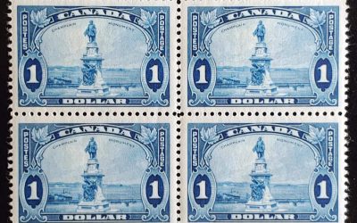 Canada #227 VF Mint 1935 $1 Champlain Block of Four
