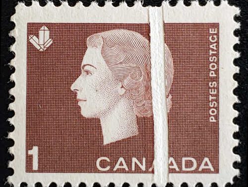 Canada #401 VFNH 1963 1c QEII Preprinting Crease