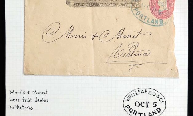 Wells Fargo 3c Portland/Victoria Cover to Morris & Monet, ex Wallace