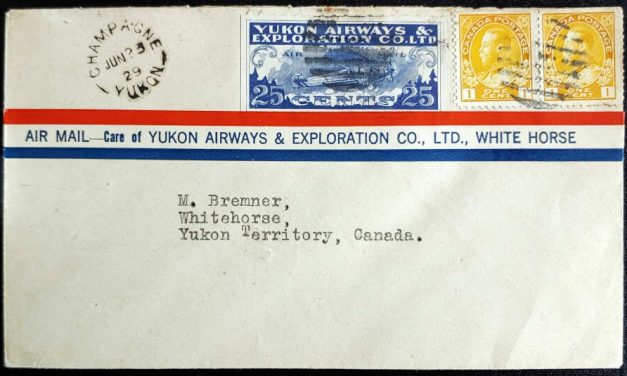 Yukon Airways #CL42f 23 Jun 1929 27c Champagne/Whitehorse FFC