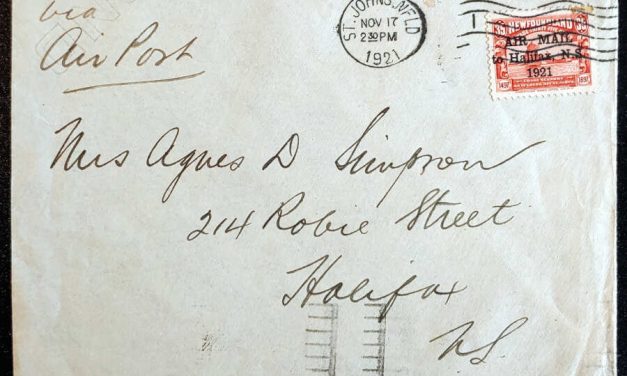 Newfoundland #C3 17 Nov 1921/4 Feb 1922 delayed FFC, tone spot