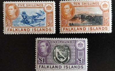 Falkland Islands #94-96 Mint 1938/46 George VI High Val trio