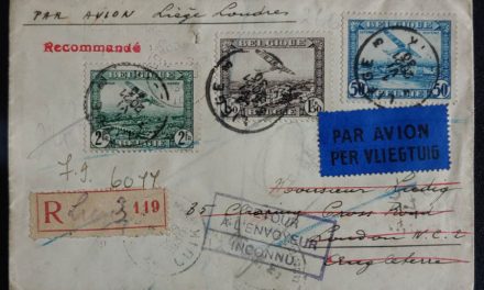 Belgium #C1-3 1 Jun 1930 returned Registered Airmail Cover to U.K.