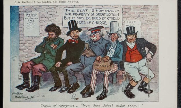G.B. Unu colour Arthur Moreland artist-signed Anti Free Trade Postcard