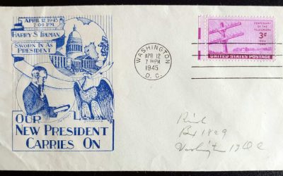 Harry S. Truman 12 Apr 1945 3c cacheted Inauguration Cover