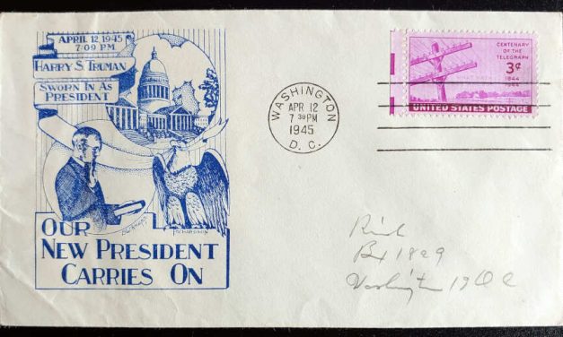 Harry S. Truman 12 Apr 1945 3c cacheted Inauguration Cover