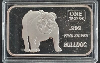 Bulldog .999 fine Silver Ounce Art Bar