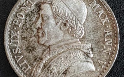Pius IX Unc 1850R Papal States Silver 20 Baioochi