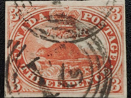 Canada #4 VF Montreal numeral 21 Used 1852 3d Beaver