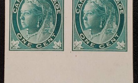 Canada #67P VF 1897 1c QV Leaf Plate Proof Pair, 471 made