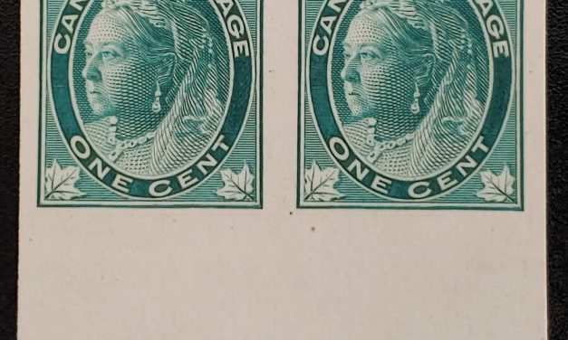 Canada #67P VF 1897 1c QV Leaf Plate Proof Pair, 471 made