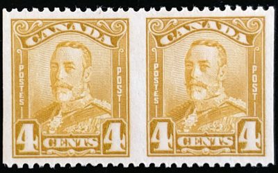 Canada #152b VF Mint 1928 4c George V Perf by Imperf Pair