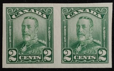 Canada #150b VFNH 1928 2c George V Imperforate Pair, 250 made