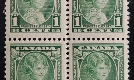 Canada #211i Mint 1935 1c Weeping Princess Variety in Block