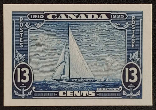 Canada #216P VF 1935 13c Royal Yacht Plate Proof, 400 made