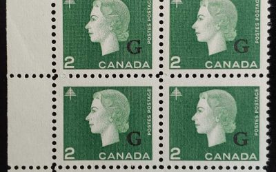 Canada #O47i VFNH 1963 2c Blunt G Variety in LL Block (4)