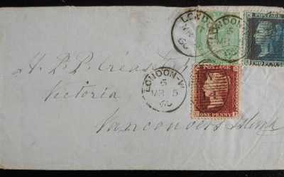 H.P.P. Crease Victoria, V.I. incoming 5 Mar 1860 U.K. Cover ex Walske