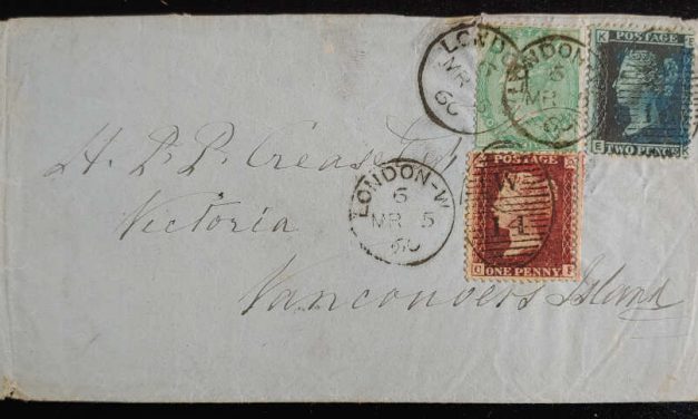H.P.P. Crease Victoria, V.I. incoming 5 Mar 1860 U.K. Cover ex Walske