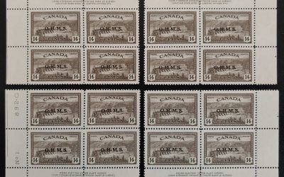 Canada #O7 VFNH 1949/51 14c Plate One Matched Set (16)
