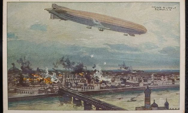Germany 23 Aug 1915 Airship over Warsaw Feldpost Postcard