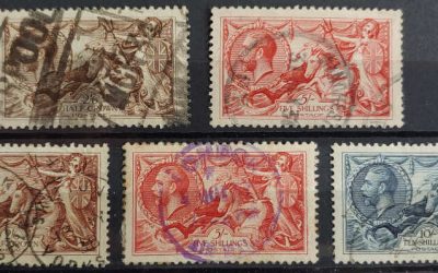 G.B. #179-80, 222-4 F/VF Used 1913/19 Seahorse quintet