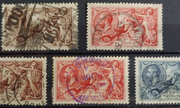 G.B. #179-80, 222-4 F/VF Used 1913/19 Seahorse quintet