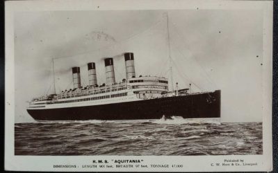 G.B. #160 20 May 1921 1d R.M.S. Aquitania Paquebot Postcard