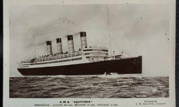 G.B. #160 20 May 1921 1d R.M.S. Aquitania Paquebot Postcard