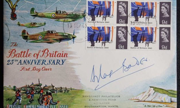 Battle of Britain 13 Sep 1965 Alex Bader signed 9d Block FDC (4)