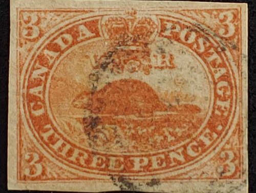 Canada #4iv VF Used 1852/1857 3d Thin Oily Paper