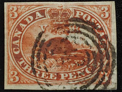 Canada #4d F/VF Used 1852 3d Thin Paper Beaver